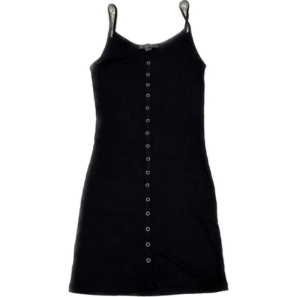 🌸FOREVER 21 BLACK SPAGHETTI STRAP DRESS WITH BUTTON DETAILING SIZE S